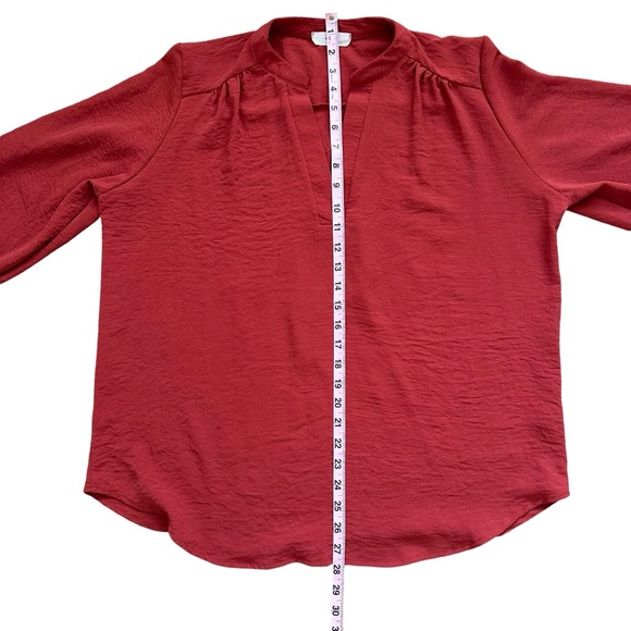 Entro Women's Split Neck Top 3/4 Sleeves Rust Size Large - Picture 7 of 10